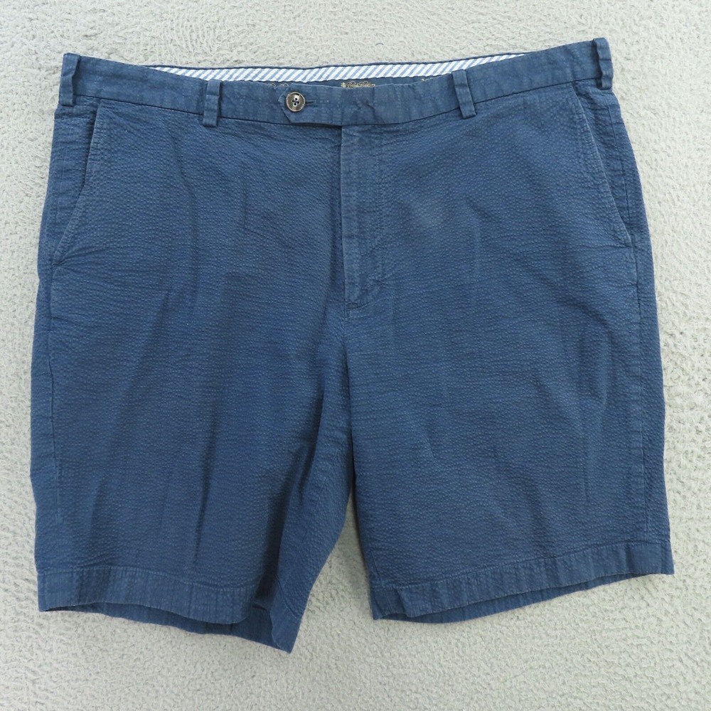 Brooks Brothers Shorts Mens 4 Blue Solid Seersucker Cotton Flat Front - Picture 1 of 10